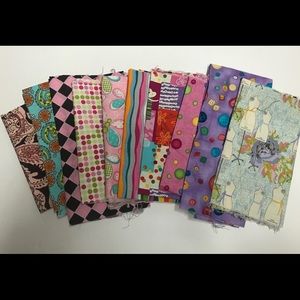 Lot of colorful cotton quilting fabric remnants